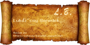 Lukácsy Benedek névjegykártya